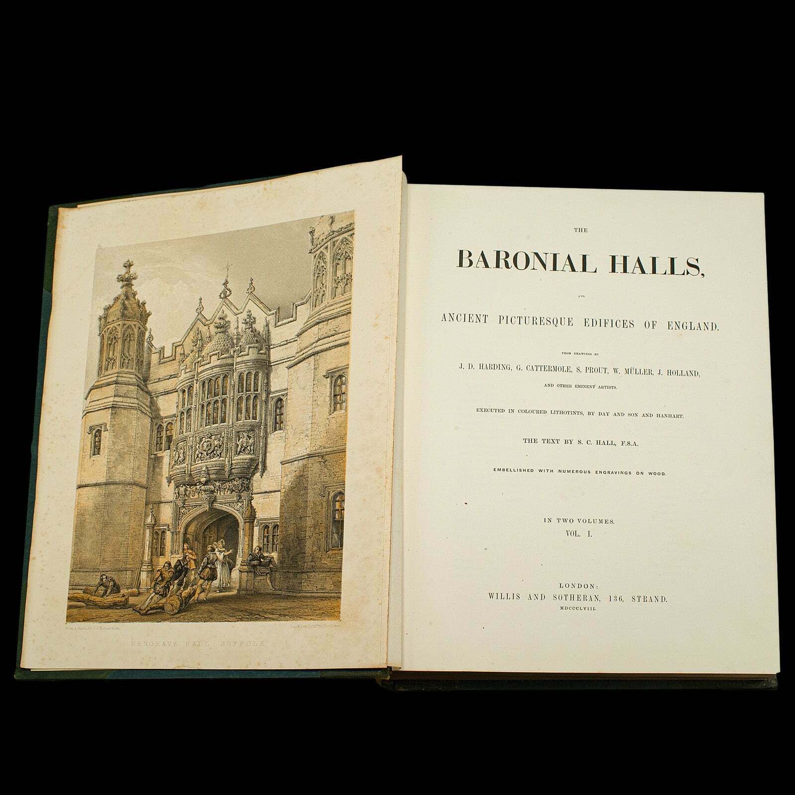 Large Antique Book Of Baronial Halls Volume 1, Reference, English, Mid Victorian photo for sale
