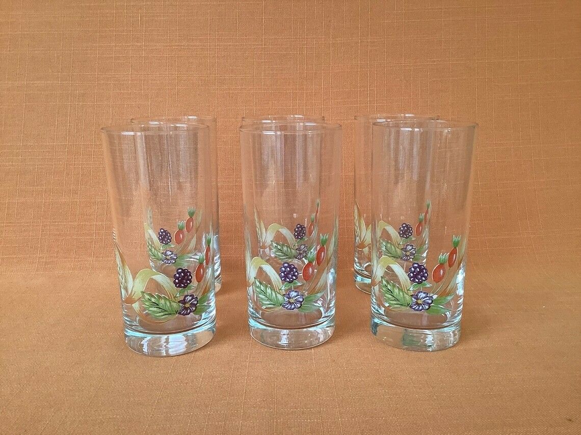 photo furniture St Michael Harvest Glasses (Set Of 6), Rare St Michael Tall Glasses From The Harvest Range, Retro Highball Glasses, Retro Marks And Spencer