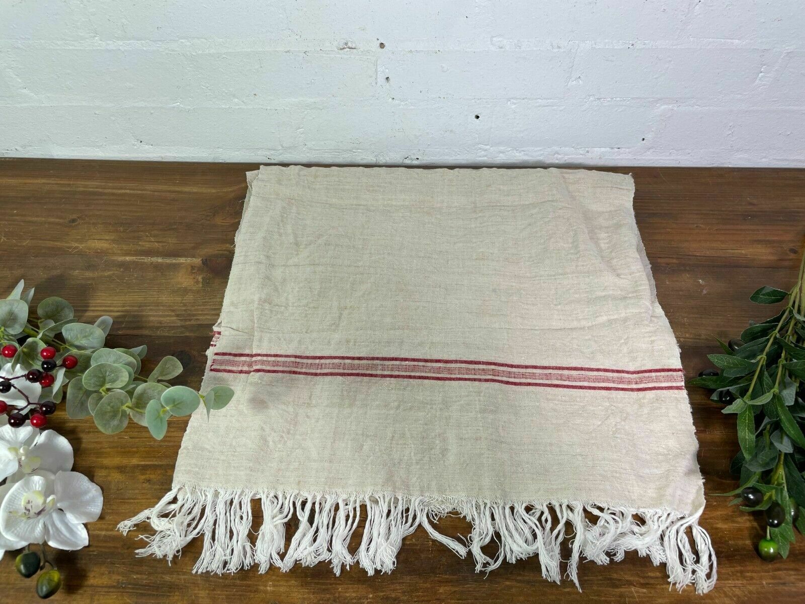 Large Vintage Antique French Hungarian Hemp Linen Table Cloth Upholstery Fabric photo furniture
