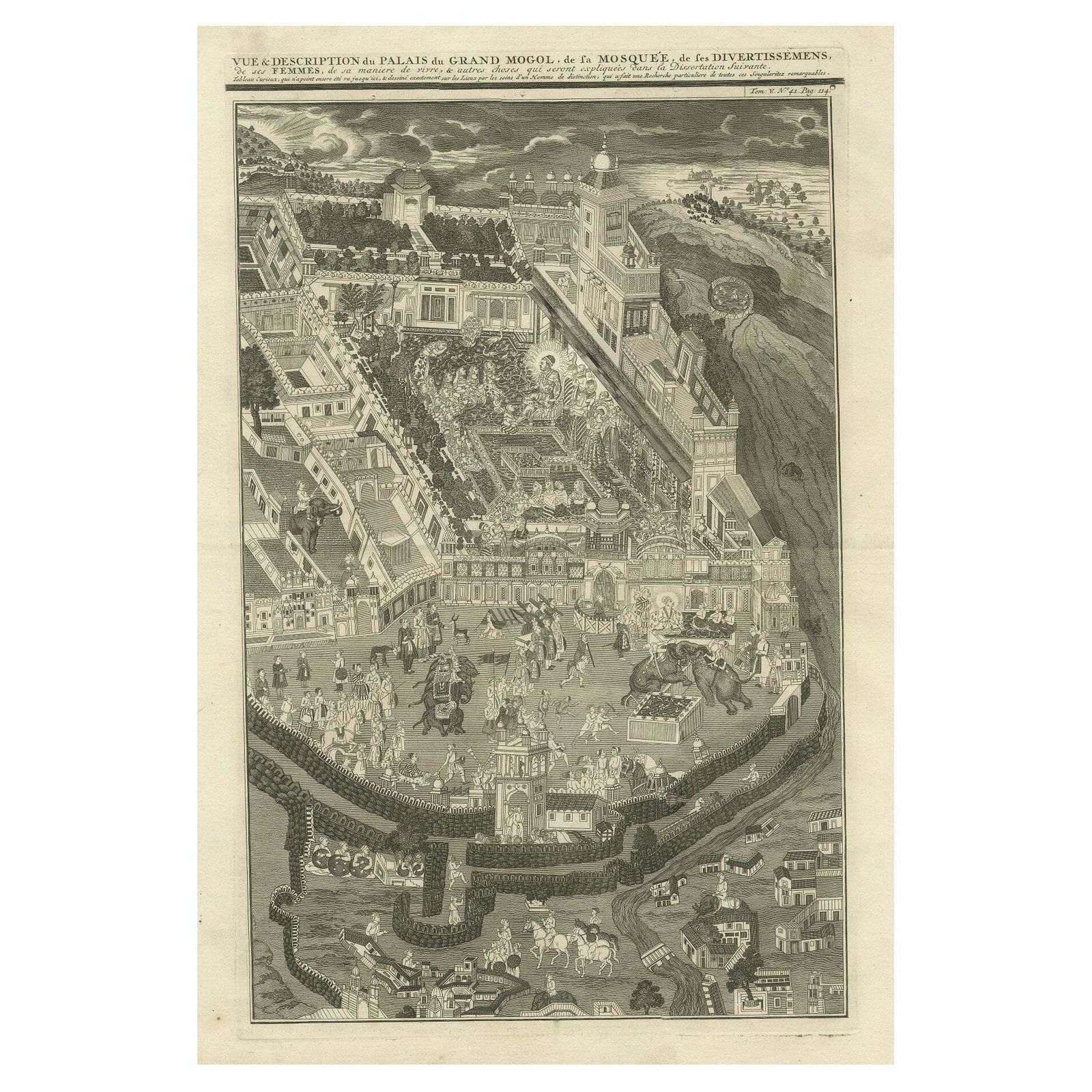 Antique Print Of The Grand Mogol's Royal Palace