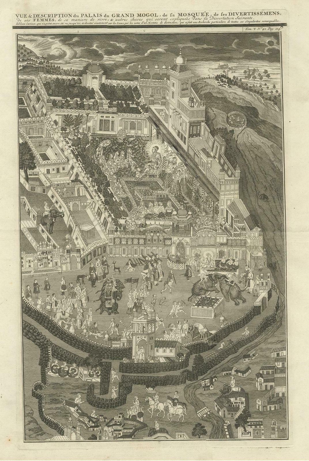 Antique Print Of The Grand Mogol's Royal Palace photo for sale
