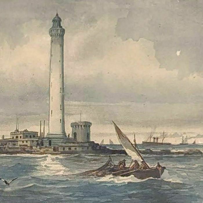 Watercolor émile Henry Sailboats Near A Lighthouse (Probably Phare De Planier) photo Art