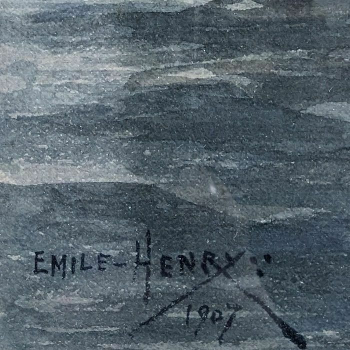 Watercolor émile Henry Sailboats Near A Lighthouse (Probably Phare De Planier) photo 1022.0