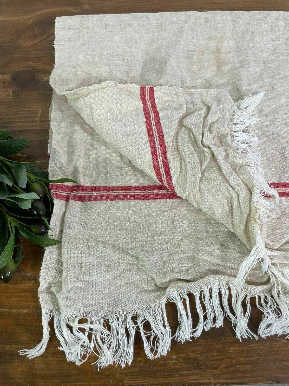 Large Vintage Antique French Hungarian Hemp Linen Table Cloth Upholstery Fabric photo buy