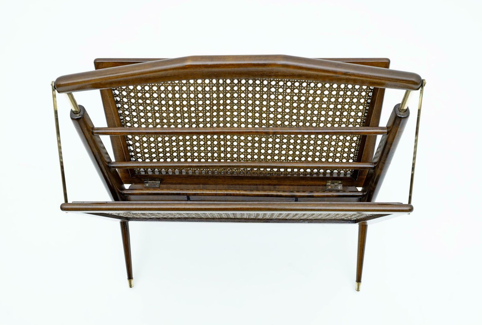 Cesare Lacca Mid Century Modern Italian Wicker And Brass Magazine Rack, 1950s photo buy