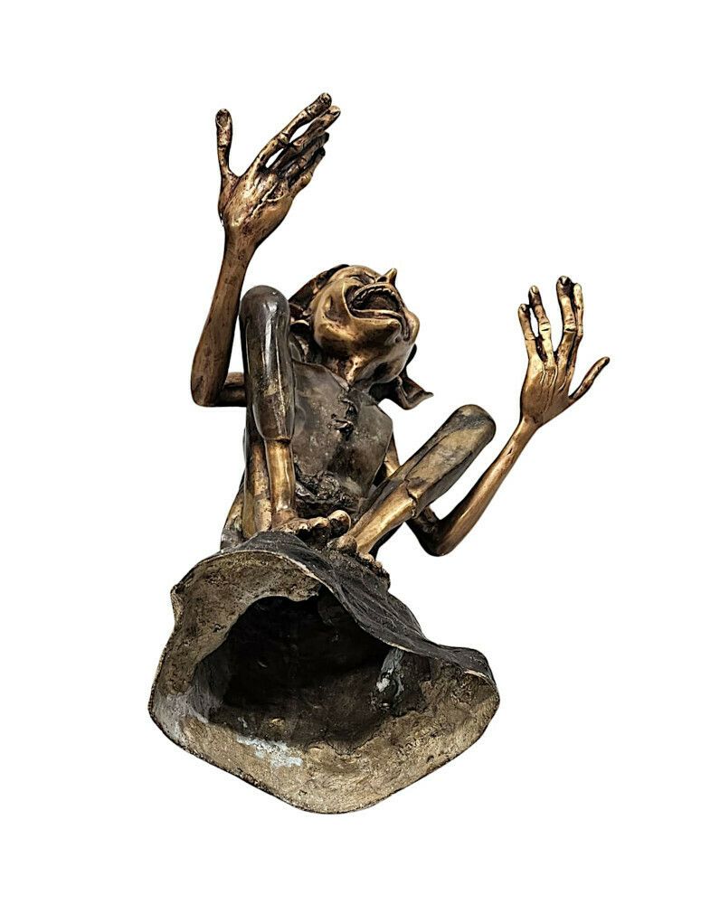 A Fabulous 20th Century Figurative Bronze Garden Statue Of A Goblin photo vinterior