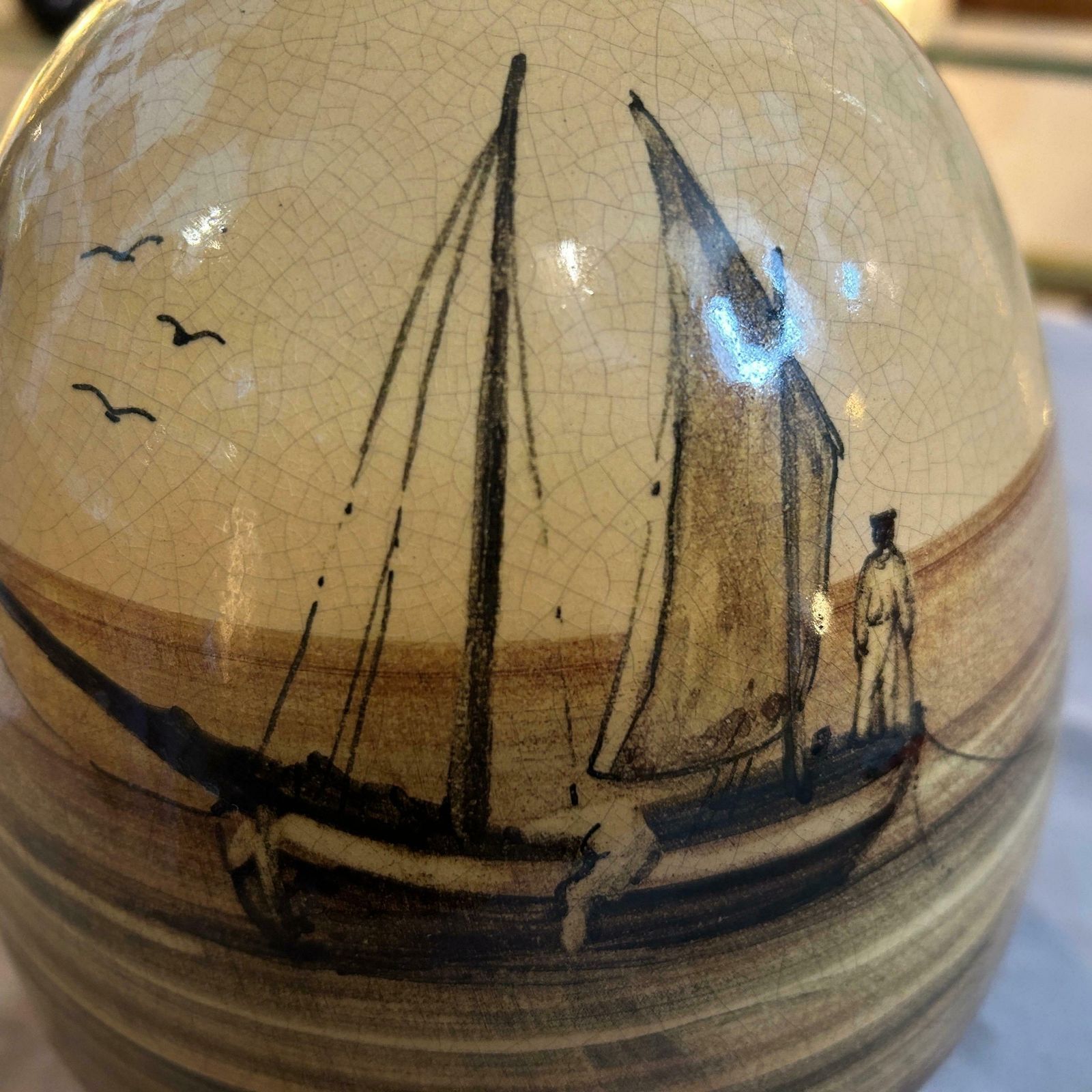 photo for sale 1903 Art Nouveau Brown Ceramic Italian Vase