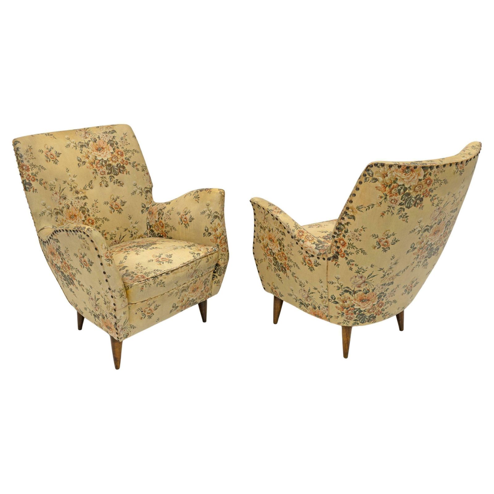 Attributed To Gio Ponti Mid Century Modern Italian Armchairs By Isa, 1950s, Pair
