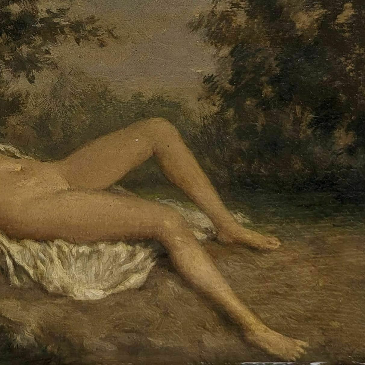 Louis Edouard Garrido Oil On Cardboard Nude Woman photo for sale