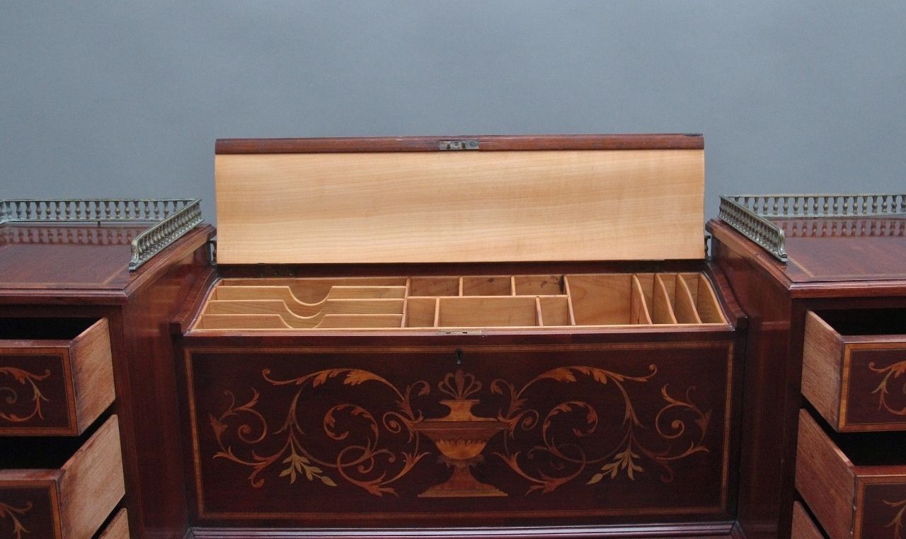 Furniture 19th Century Mahogany Inlaid Writing Desk photo