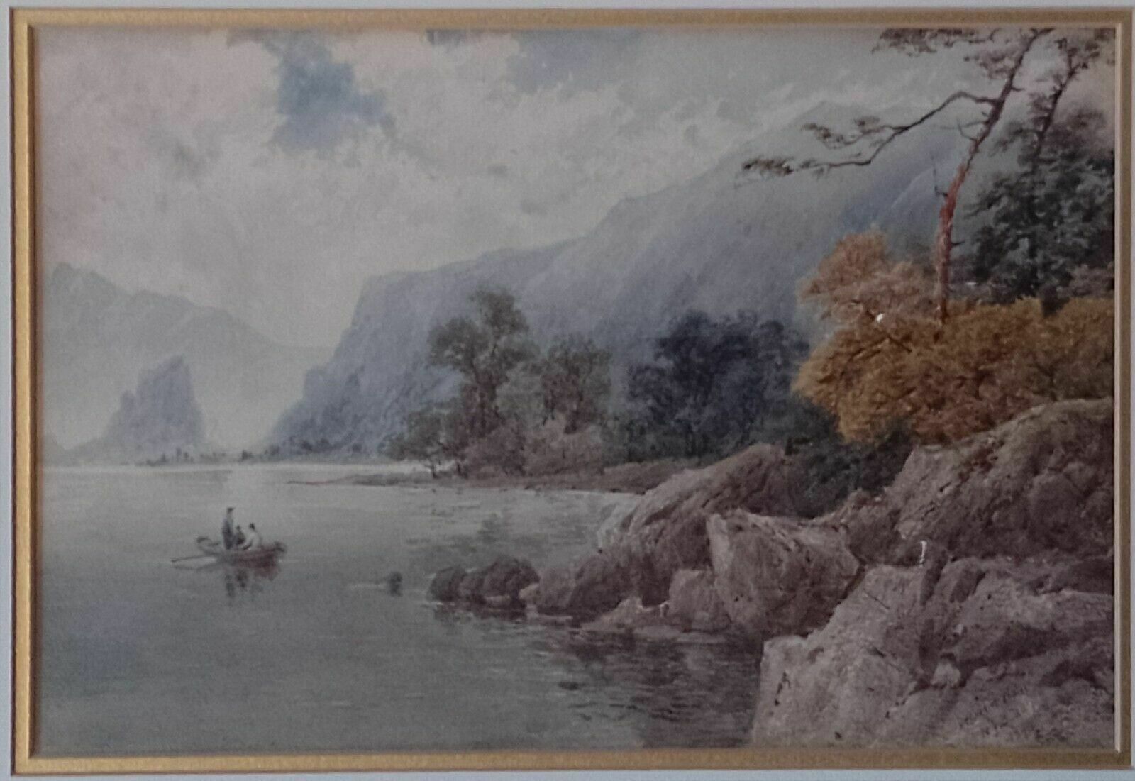 photo furniture Antique Watercolor Landscape Painting Derwent Water Signed Dated 1895 W J Boddy