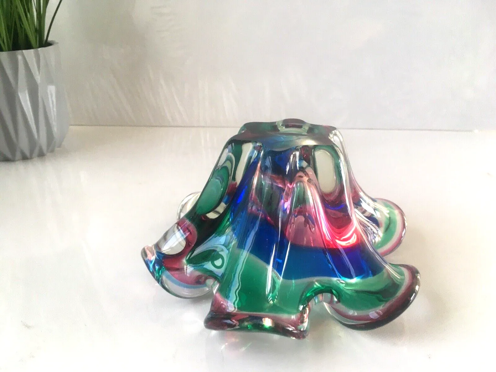 photo furniture Wonderful Retro 70's Multicoloured Art Glass Bowl Iwatsu Hineri Kamei Japan Mcm