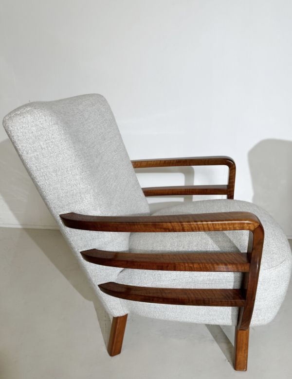 Pair Of Art Deco Armchairs, Walnut, Hungary – New Upholstery photo Furniture