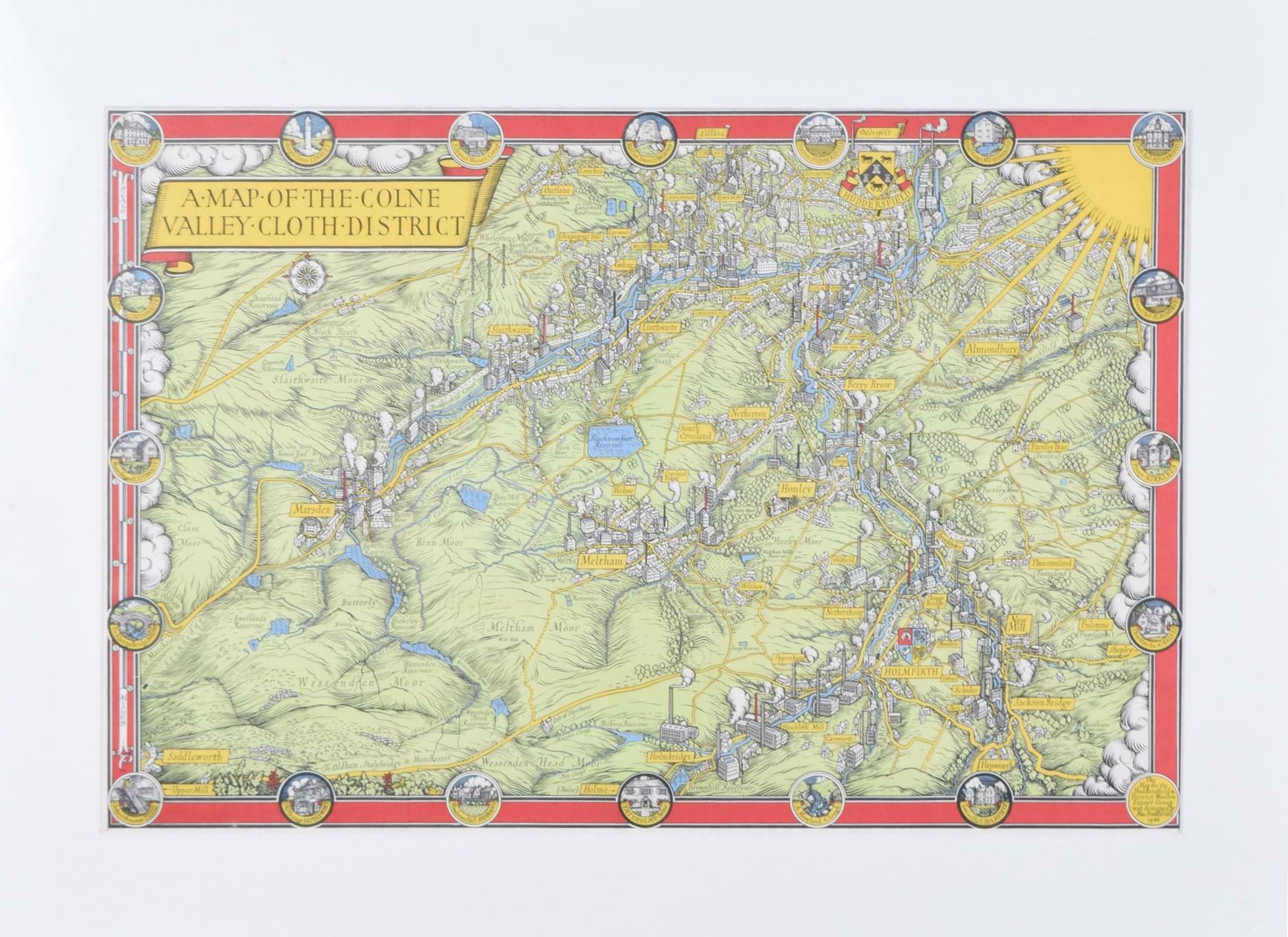 Leslie Macdonald "Max" Gill A Map Of The Colne Valley Cloth District, West Yorkshire By Max Gill 1946 photo furniture