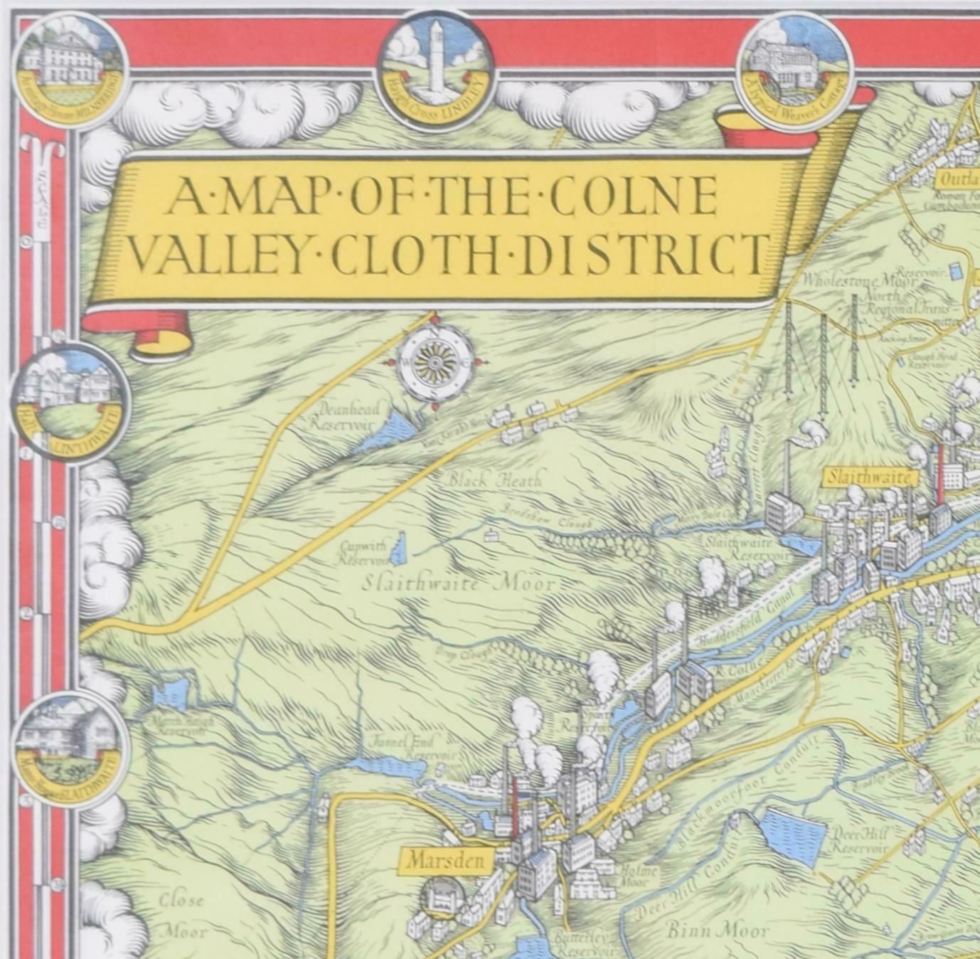 Leslie Macdonald "Max" Gill A Map Of The Colne Valley Cloth District, West Yorkshire By Max Gill 1946 photo for sale