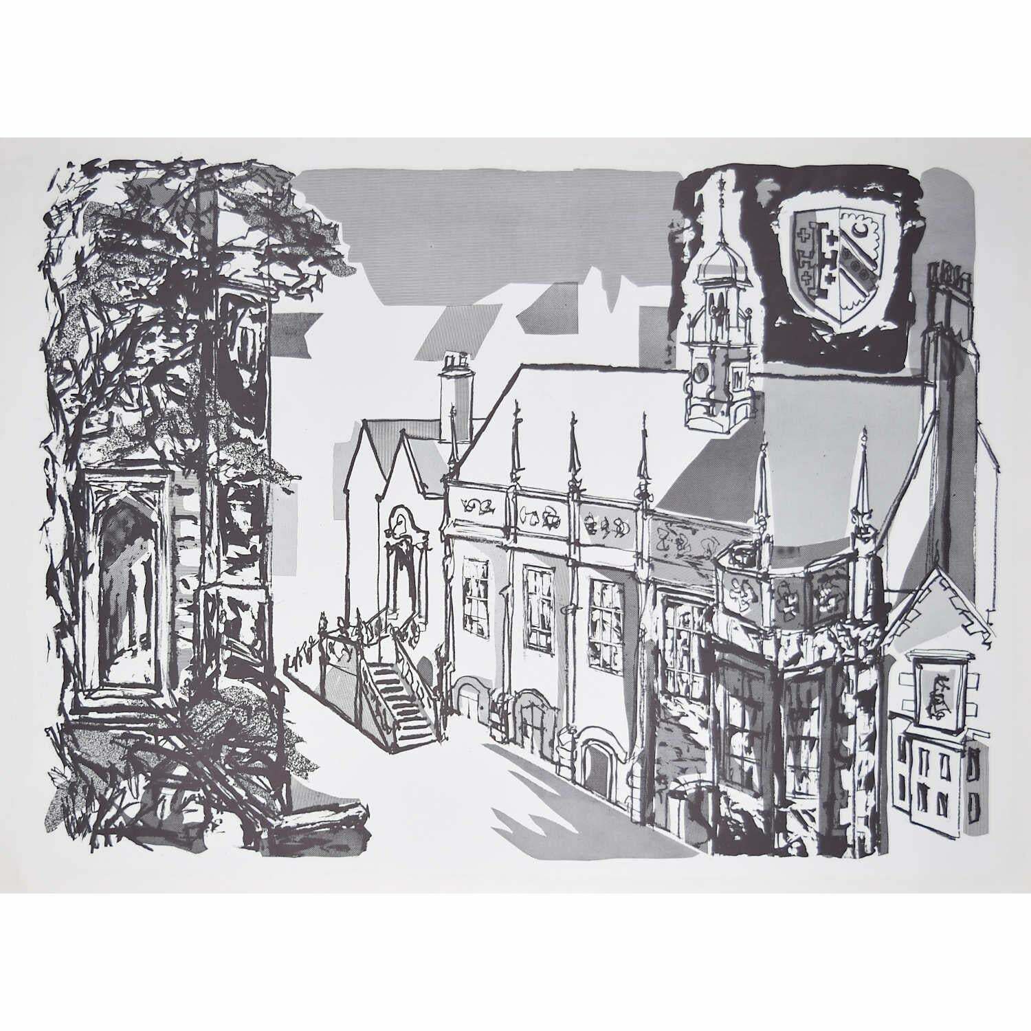 Margaret Souttar Selwyn College, Cambridge Monochrome Lithograph By Margaret Souttar