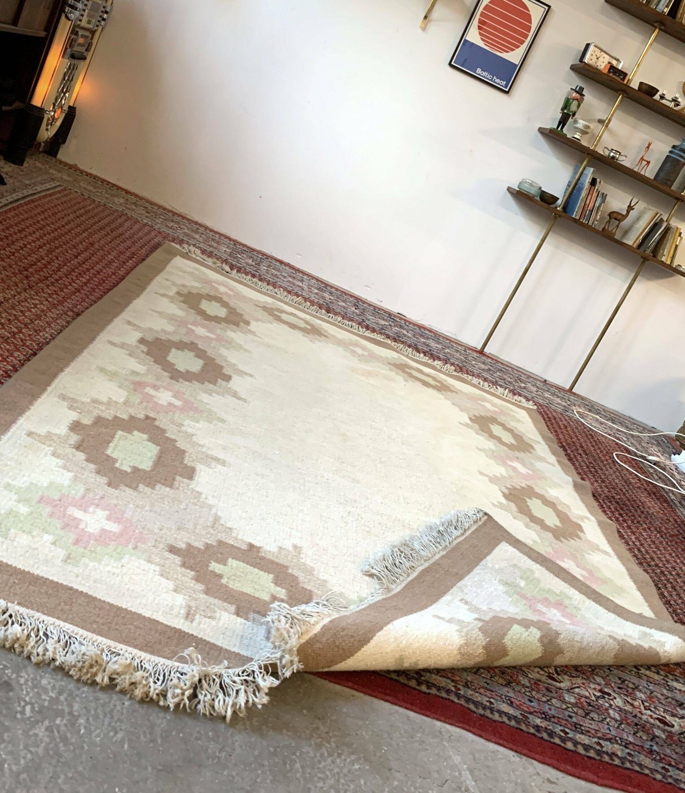 photo furniture Wool Rug Röllakan 1, Sweden 1960s/1970s, Vintage, Mid C Modern