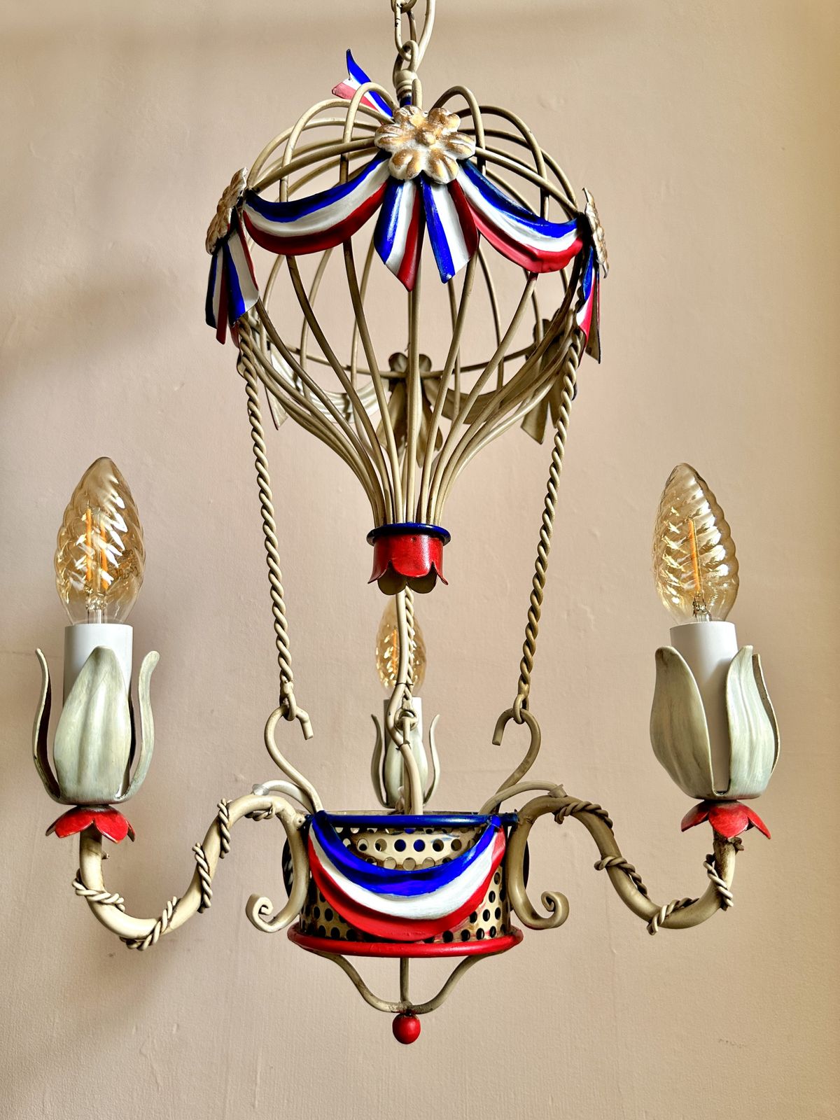 1960s Montgolfier Tole Chandelier (Two Of Two Available) photo Lighting