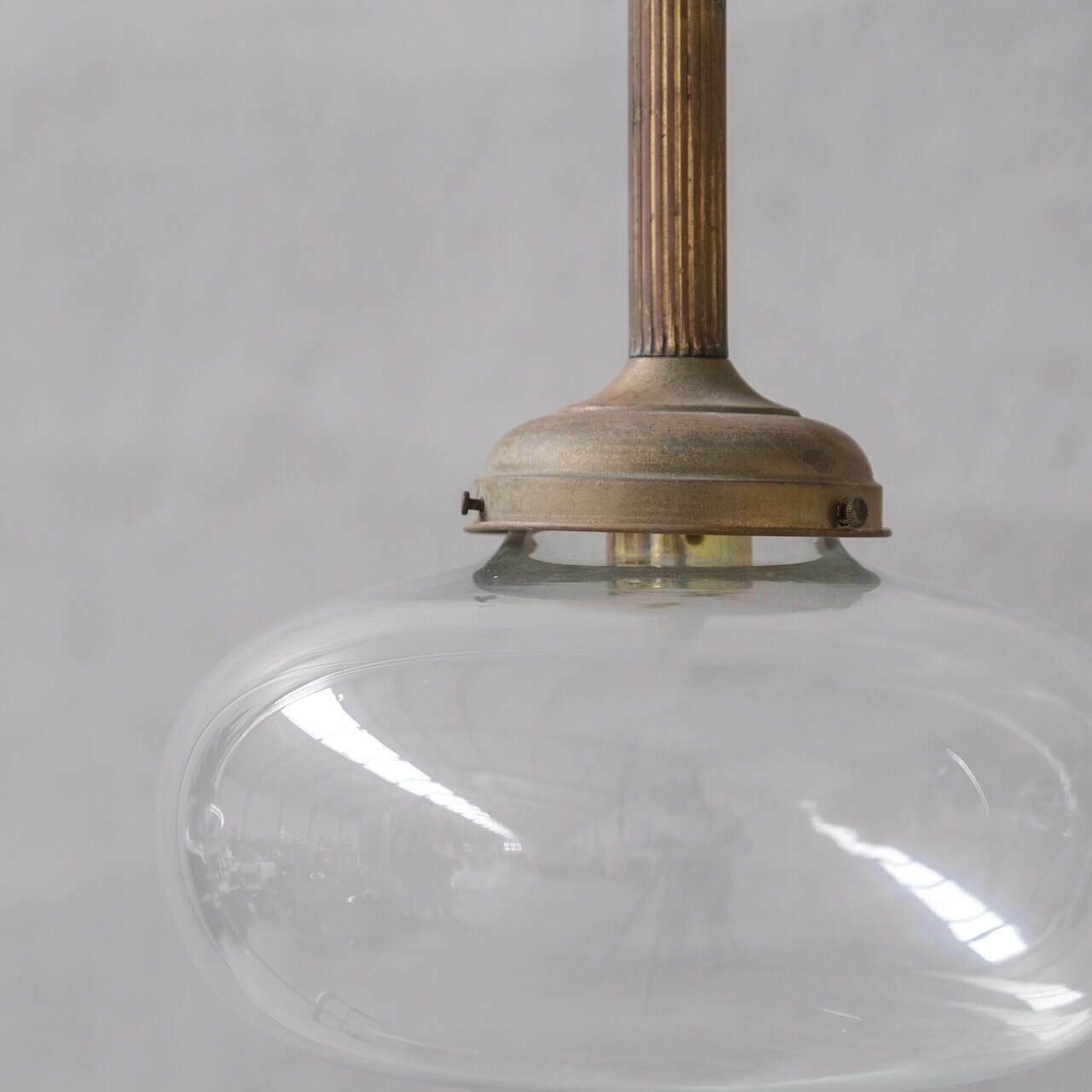 Pair Of Clear Glass And Brass Mid Century Teardrop Pendant Lights photo Lighting