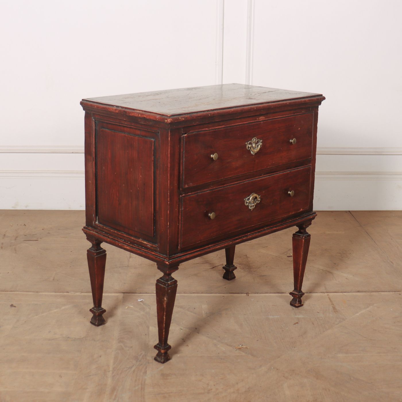 Small 18th C Two Drawer Italian Walnut Commode. 1790. photo furniture