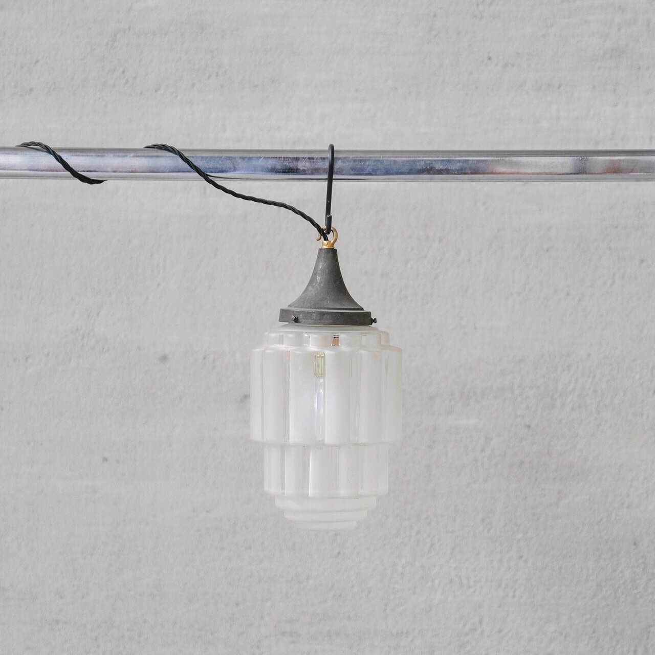 Art Deco 'Sky Scraper' Glass Two Tone Pendant Light photo furniture