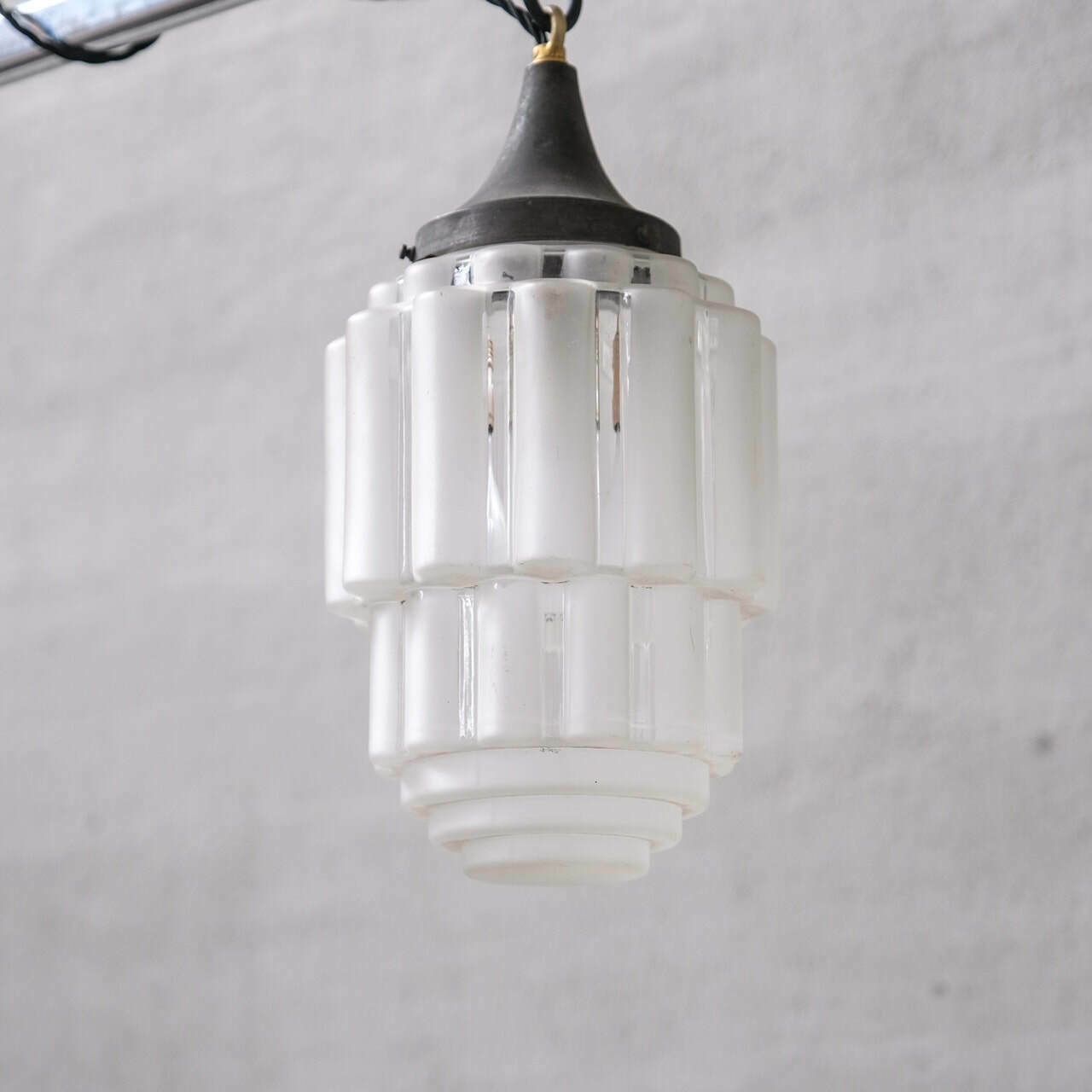 Art Deco 'Sky Scraper' Glass Two Tone Pendant Light photo vinterior