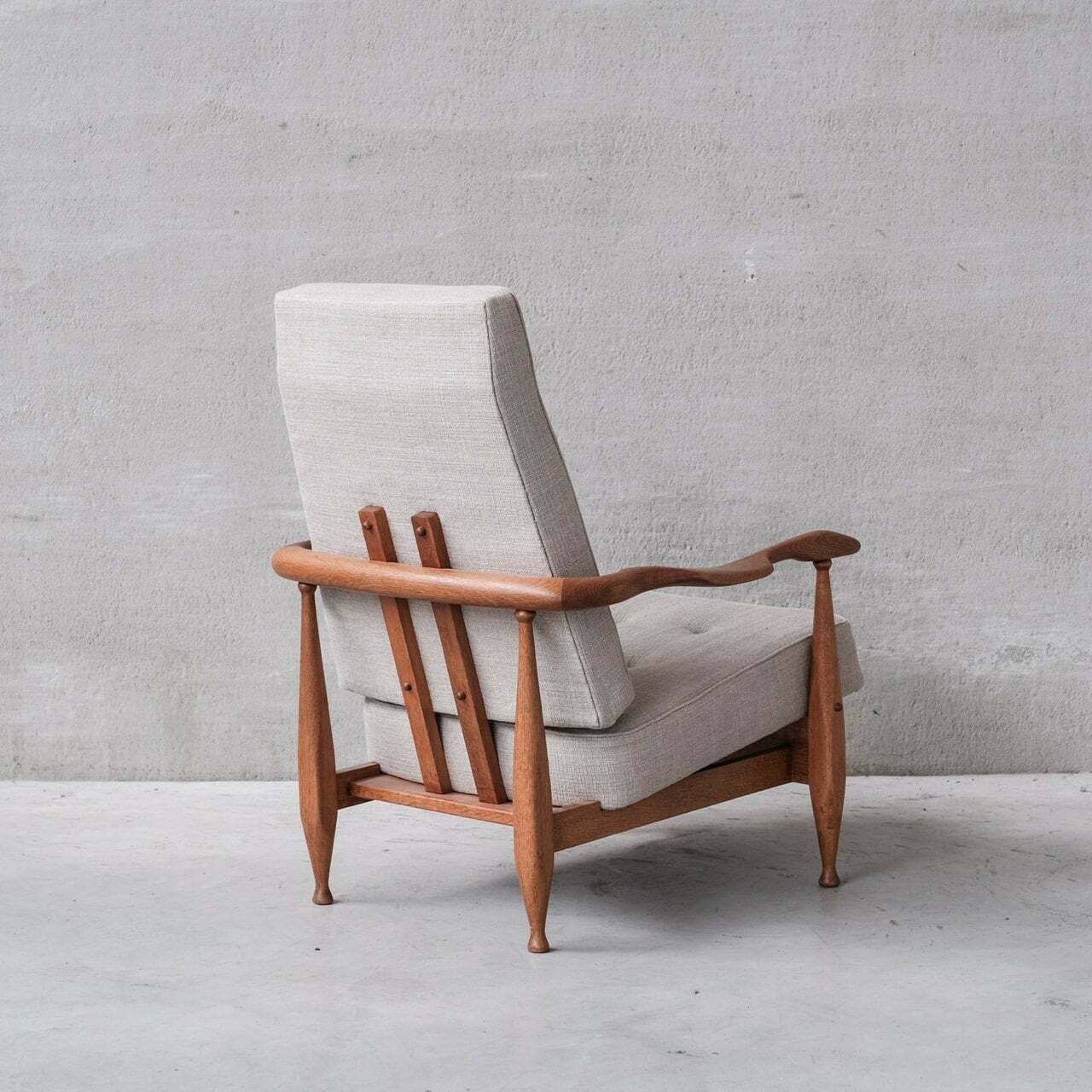 Guillerme Et Chambron Oak Mid Century French Upholstered Armchair photo furniture