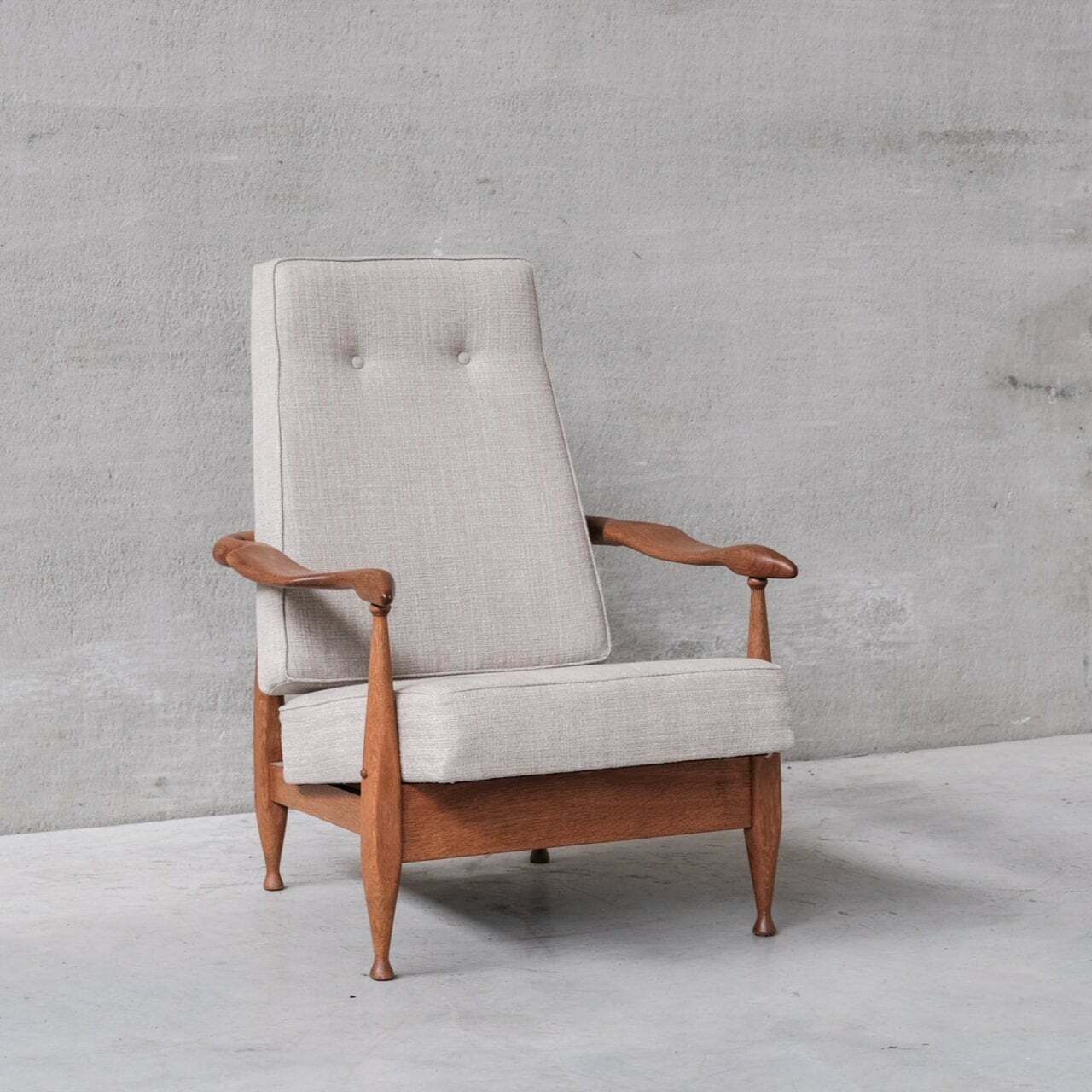 Guillerme Et Chambron Oak Mid Century French Upholstered Armchair photo 4500.0