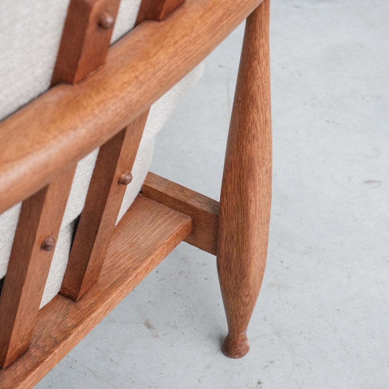 Furniture Guillerme Et Chambron Oak Mid Century French Upholstered Armchair photo