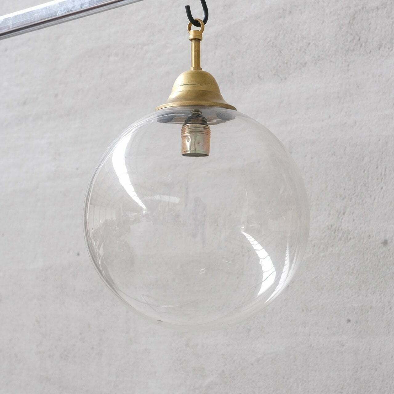 Clear Italian Mid Century Glass And Brass Pendant Lights (10 Available) photo Lighting