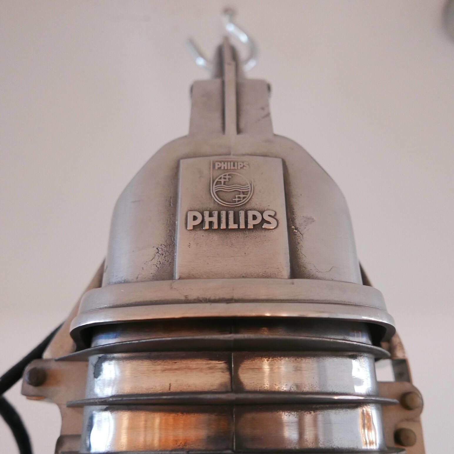 Pair Of Original Mid Century Dutch Philips Industrial Pendant Lamps photo Lighting
