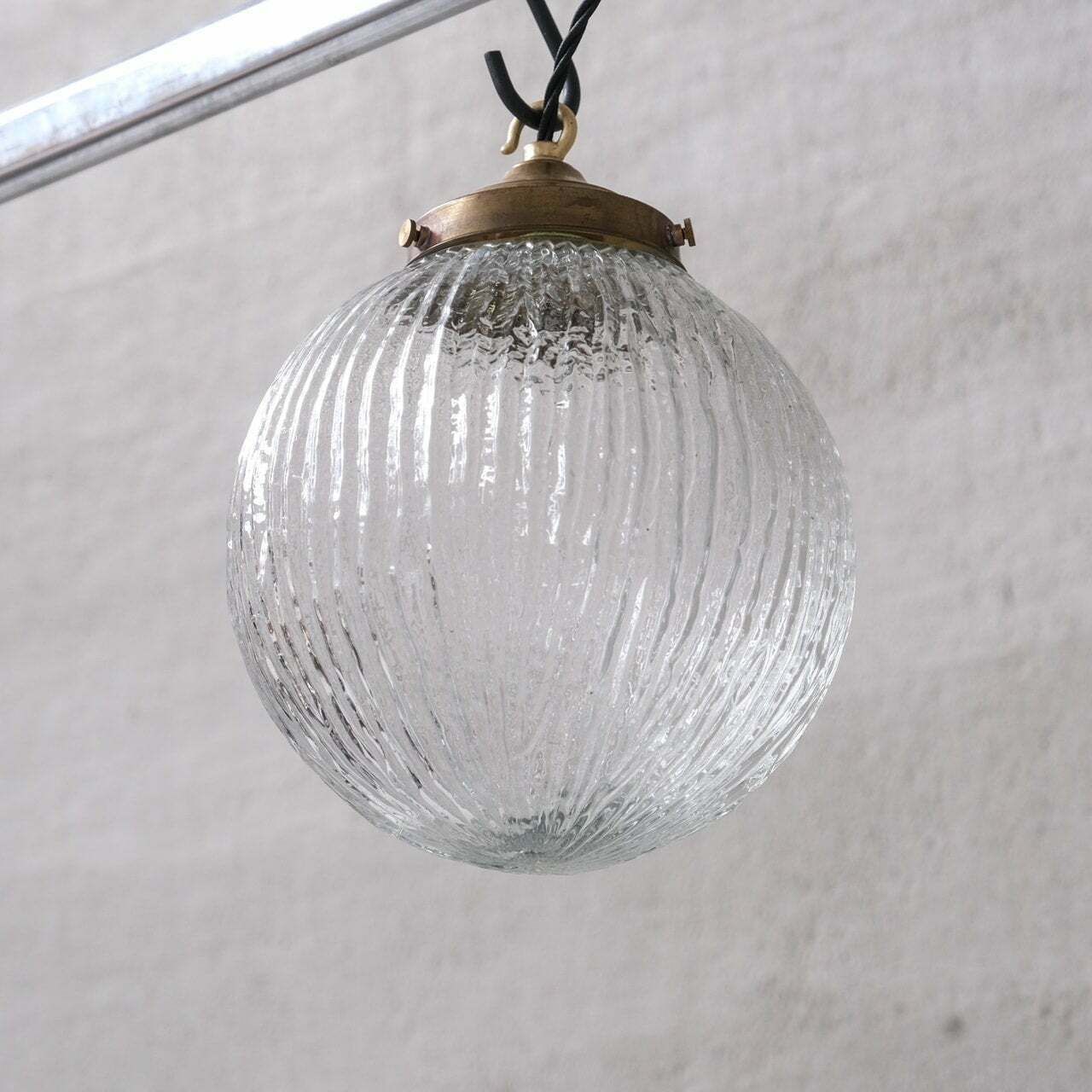 Italian Mid Century Glass And Brass Pendant Light photo 375.0