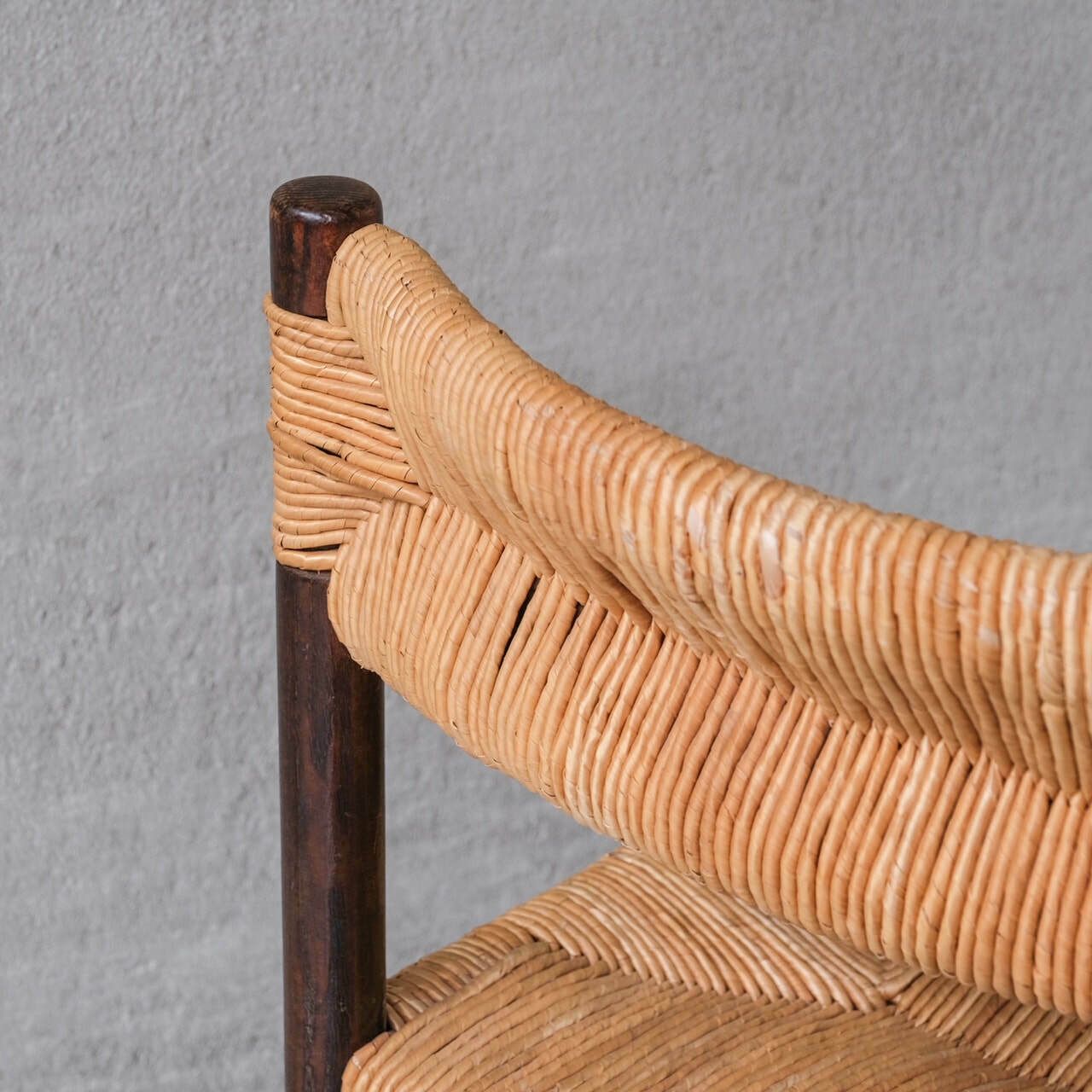 photo for sale Set Of Four Charlotte Perriand 'Dordogne' Model Mid Century Dining Chairs