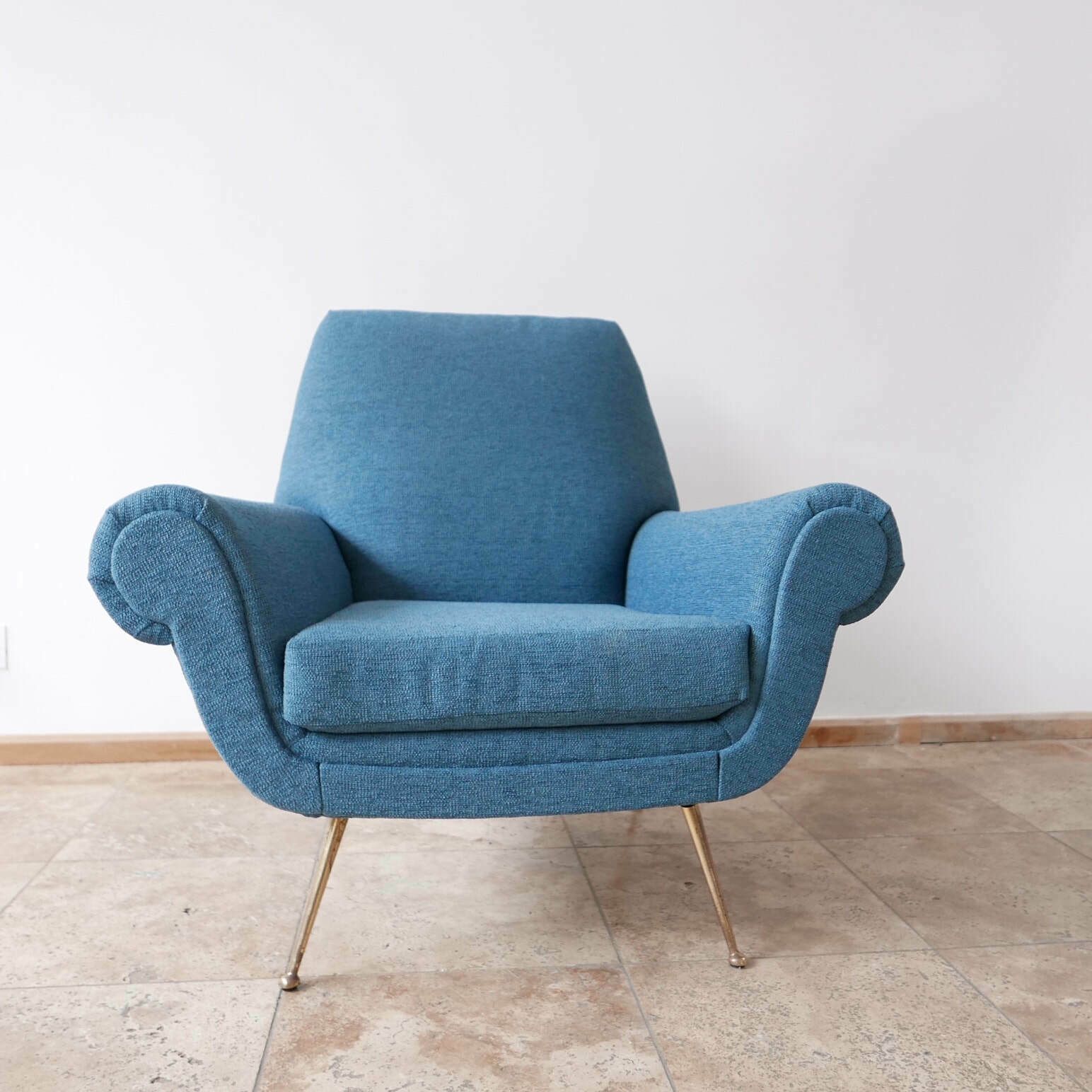 Pair Of Newly Upholstered Italian Mid Century Armchairs photo for sale