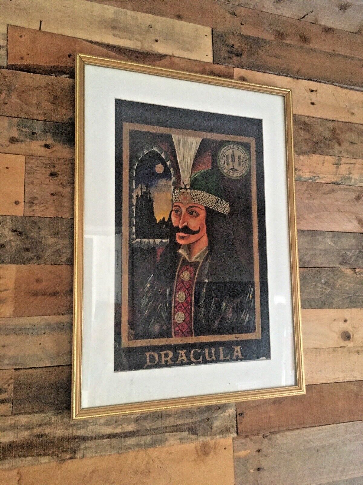 Antique 1880's Gouache Painting Of Dracula Vlad III The Impaler Transylvania
