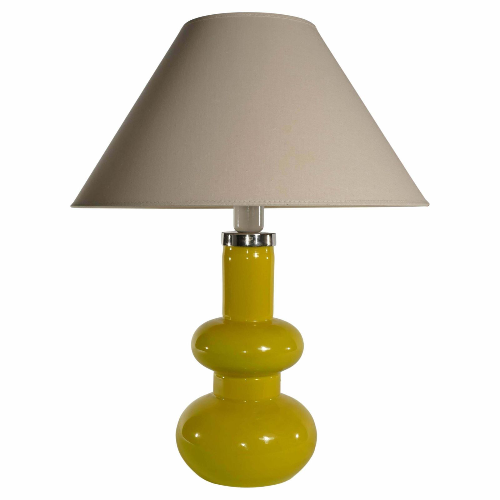 Mid Century Modern Curvaceous Bright Yellow Glass Table Lamp By Orrefors, 1960s
