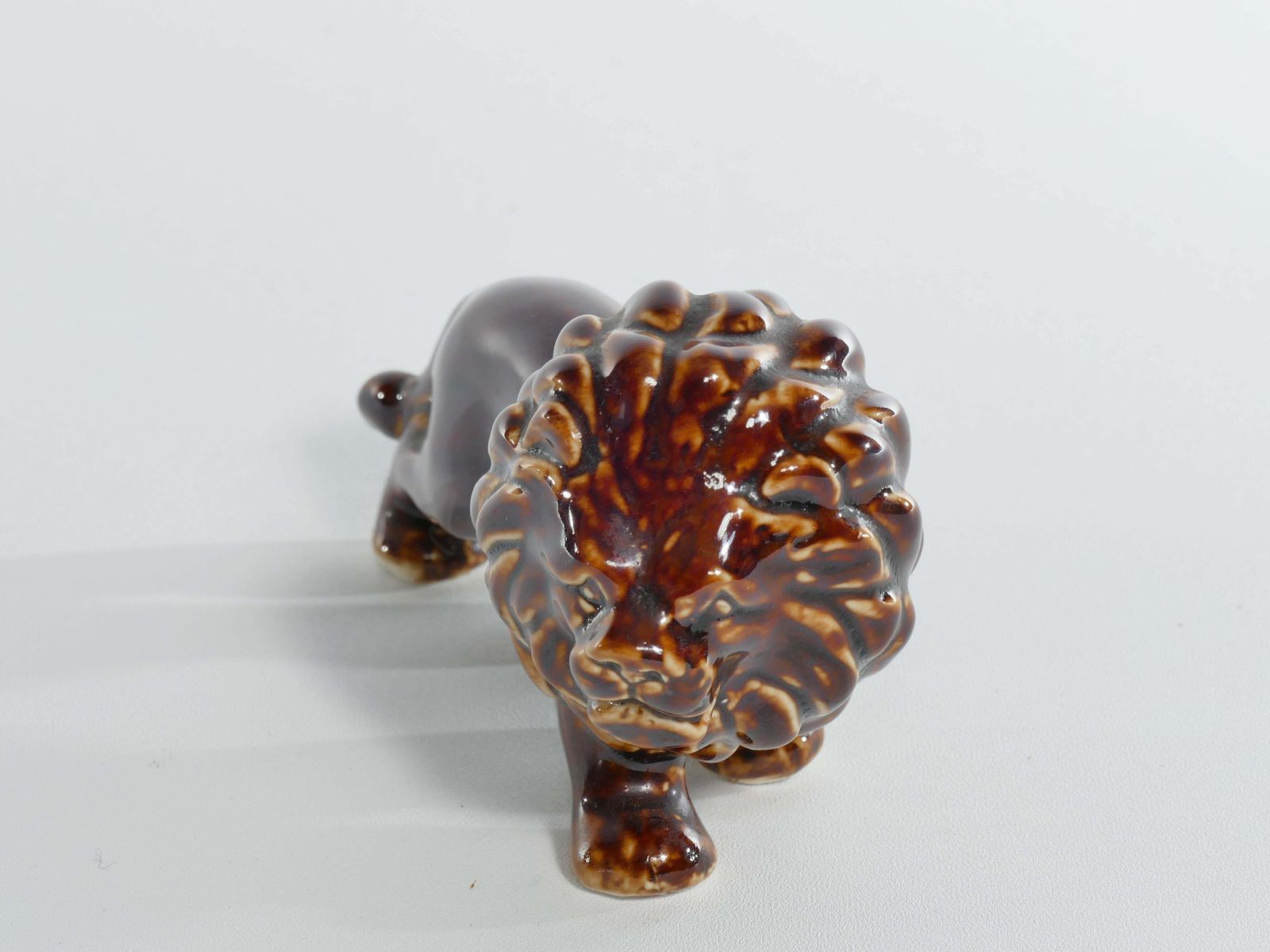 Mid Century Modern Chinese Brown Glazed Lion Figurine photo 81.0