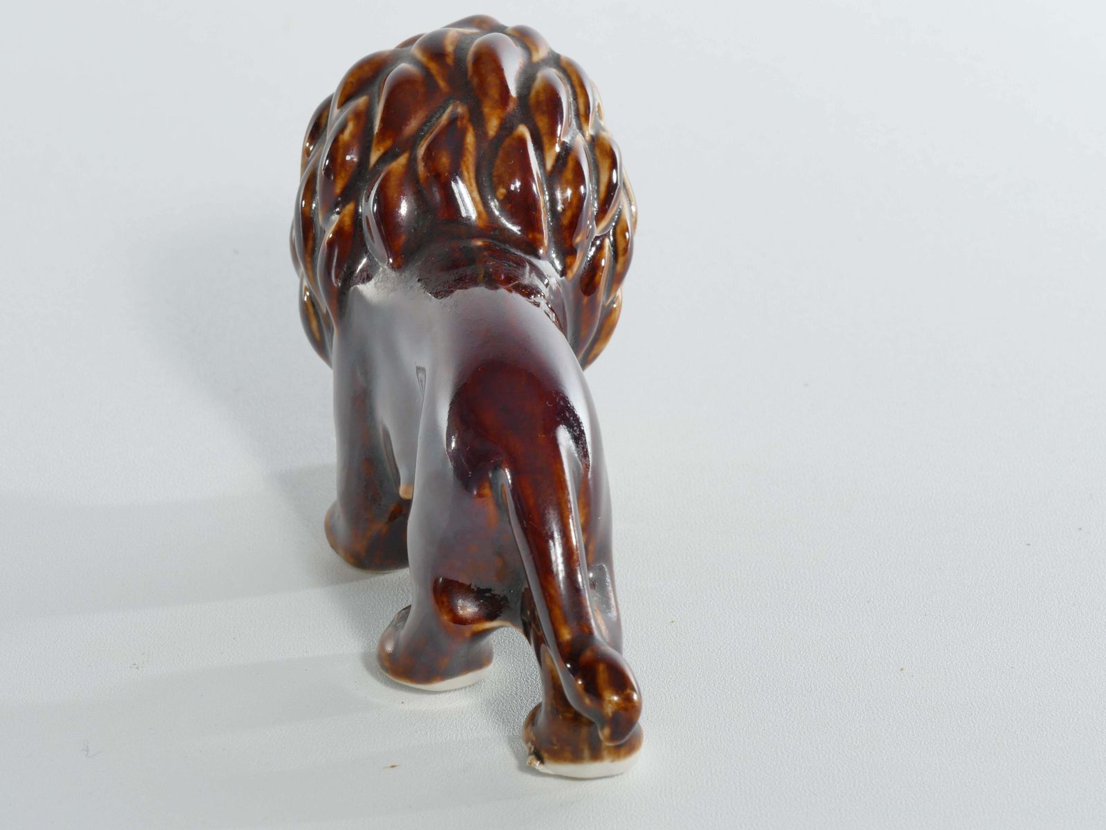 Mid Century Modern Chinese Brown Glazed Lion Figurine photo vintage