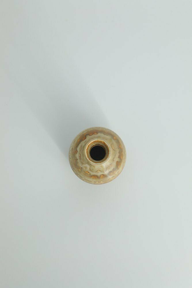 Small Mid Century Scandinavian Modern Collectible Beige Stoneware Vase By Gunnar Borg For Höganäs Keramik, 1960s photo furniture