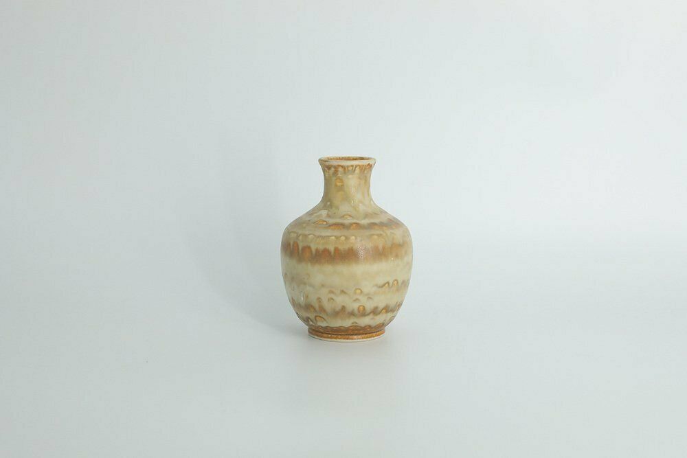 Small Mid Century Scandinavian Modern Collectible Beige Stoneware Vase By Gunnar Borg For Höganäs Keramik, 1960s photo Home Decor