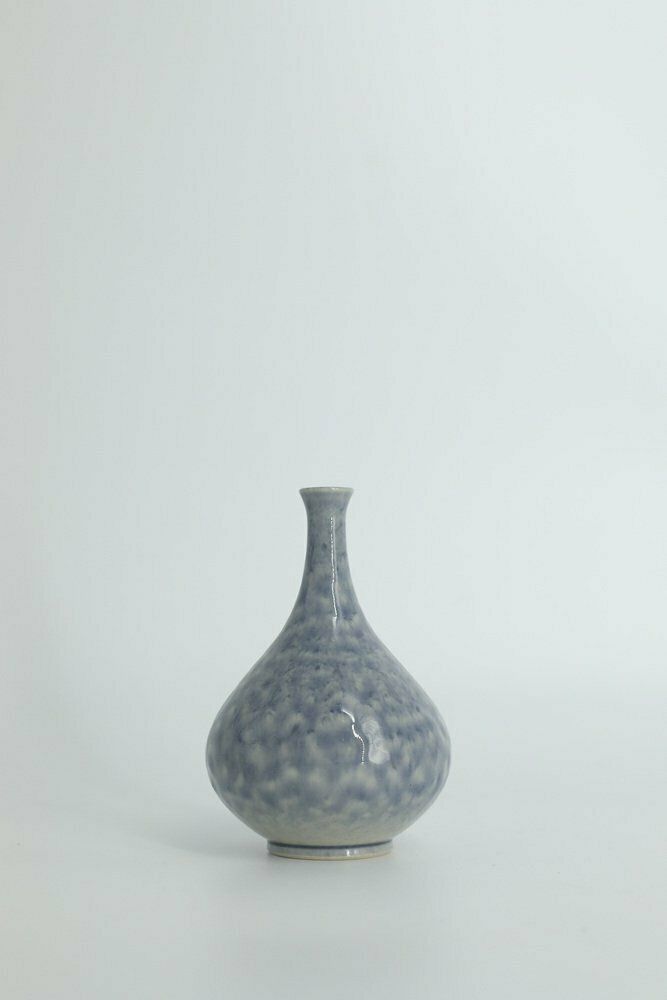 Small Mid Century Scandinavian Modern Collectible Azure Stoneware Vase By Gunnar Borg For Höganäs Ceramics, 1960s