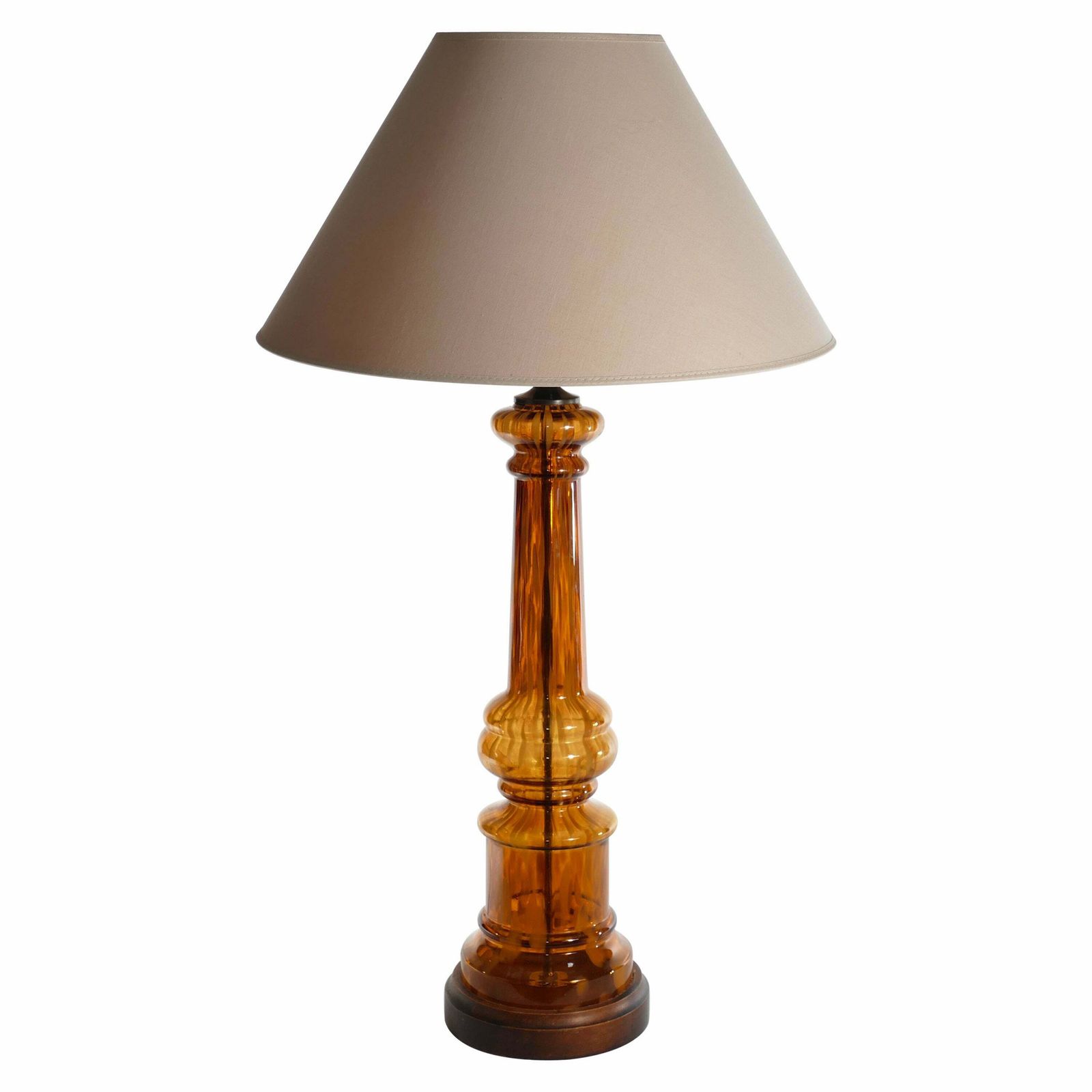 Scandinavian Modern Amber Glass Table Lamp By Miranda, 1970s