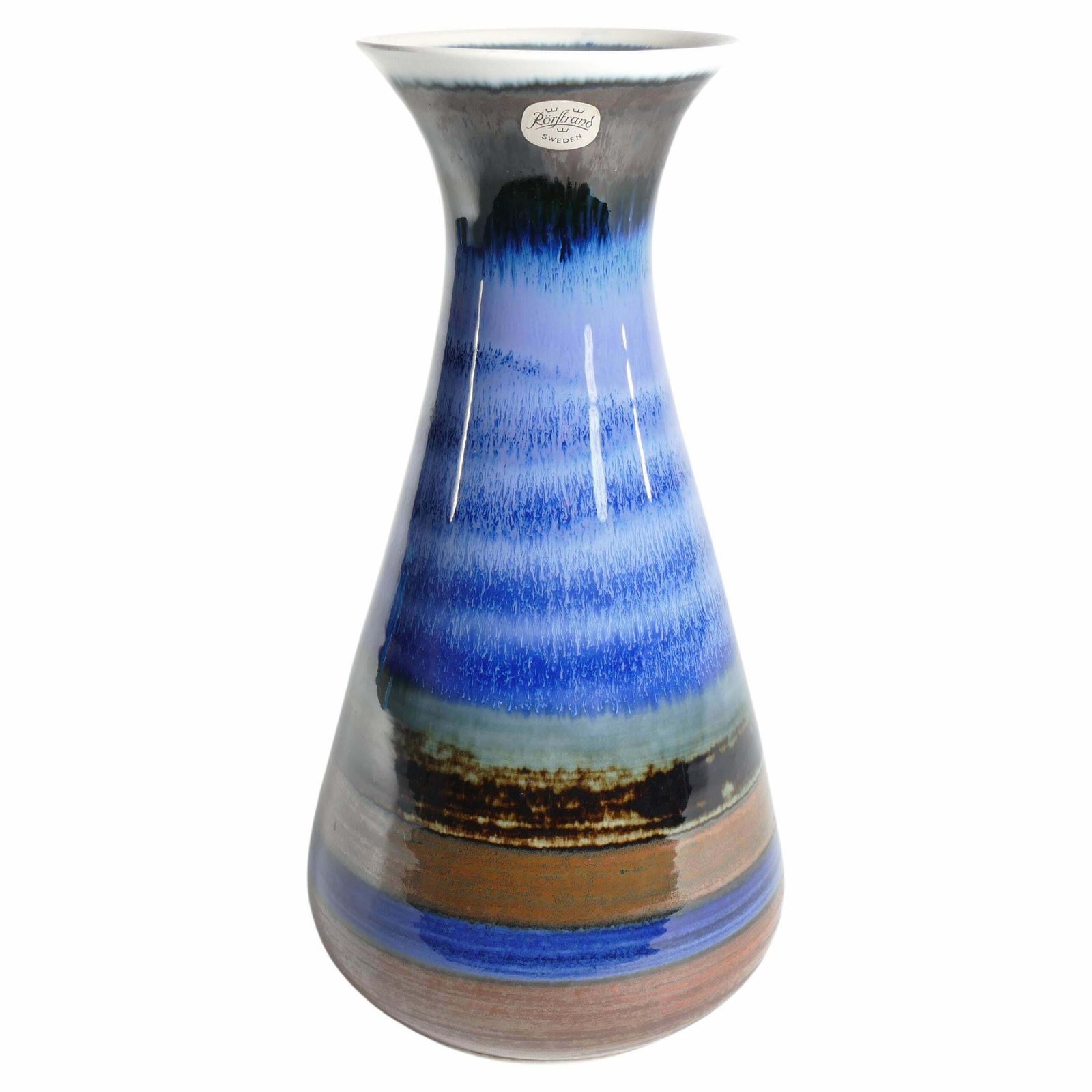 Large Polychrome Stoneware Vase By Gösta Millberg, Rörstrand, Sweden, 1960s