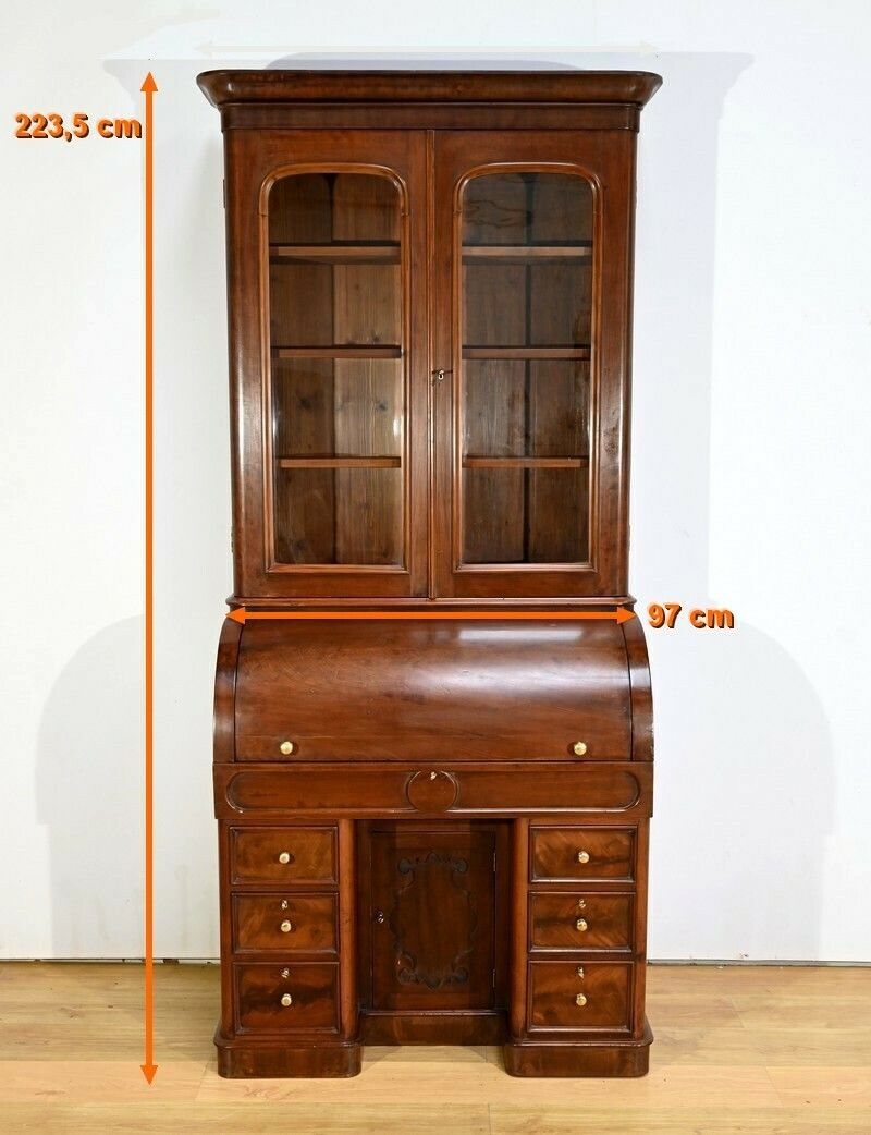 Mahogany Cylinder Library Desk, Victorian Period, England – 1850 photo for sale