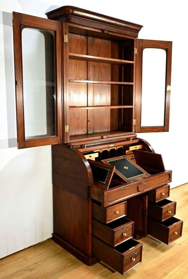 Mahogany Cylinder Library Desk, Victorian Period, England – 1850 photo 5893.42741982