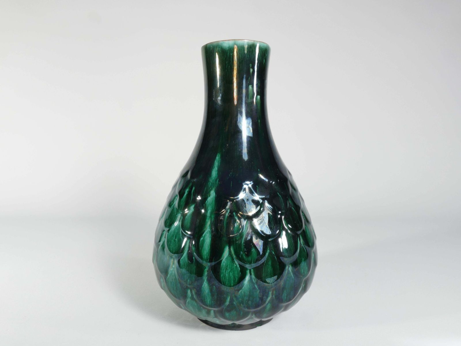 Green Vicke Lindstrand Ceramic Vase "638" Upsala Ekeby, 1950's photo Home Decor