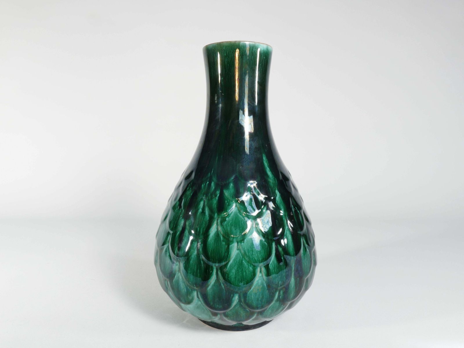 Green Vicke Lindstrand Ceramic Vase "638" Upsala Ekeby, 1950's photo 475.0