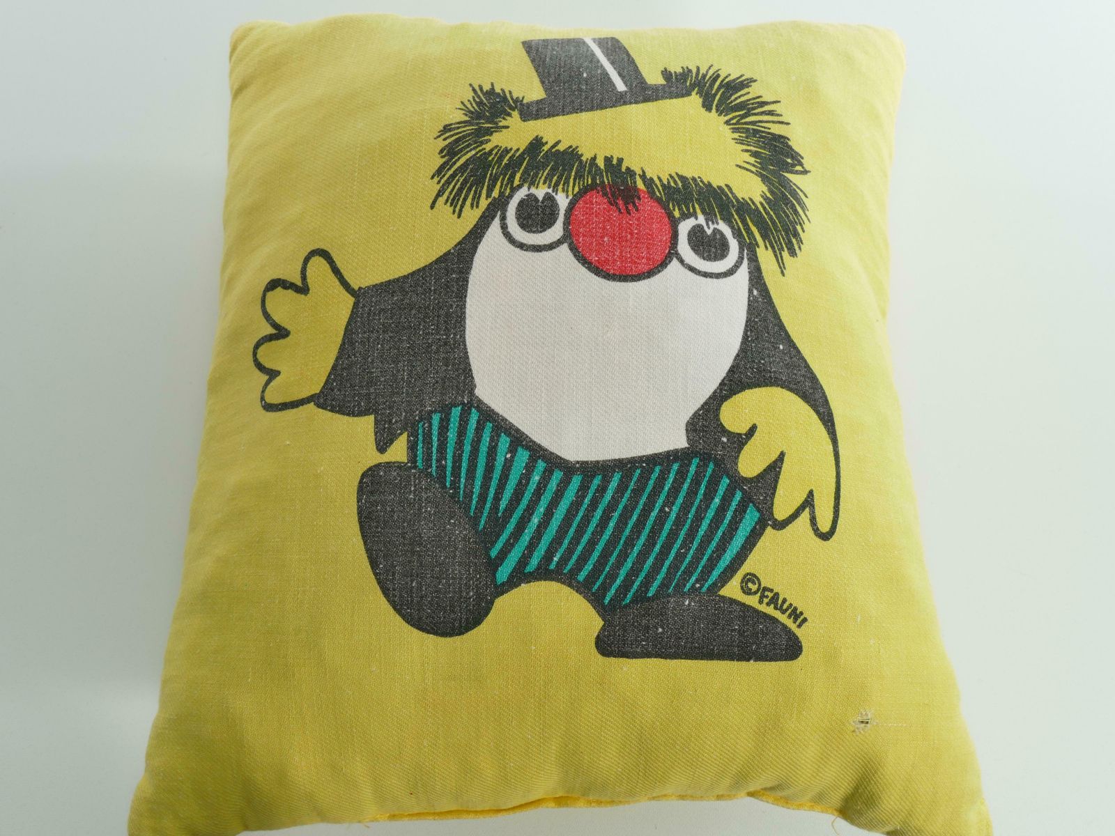 1970’s Atelier Fauni Yellow Pillow Depicting Mr Edward The Business Troll photo for sale