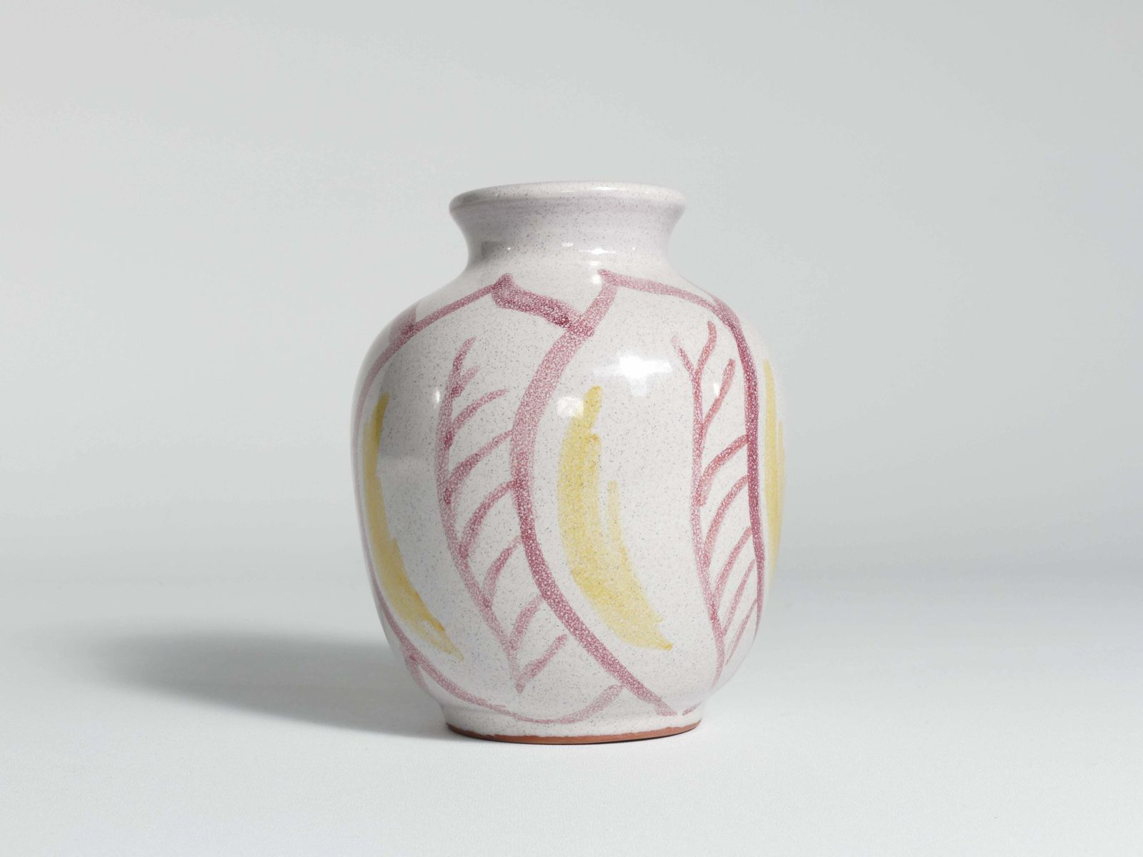 photo buy Scandinavian Modern Ceramic Vase With Red & Yellow Leaves, Alingsås Keramik 1947