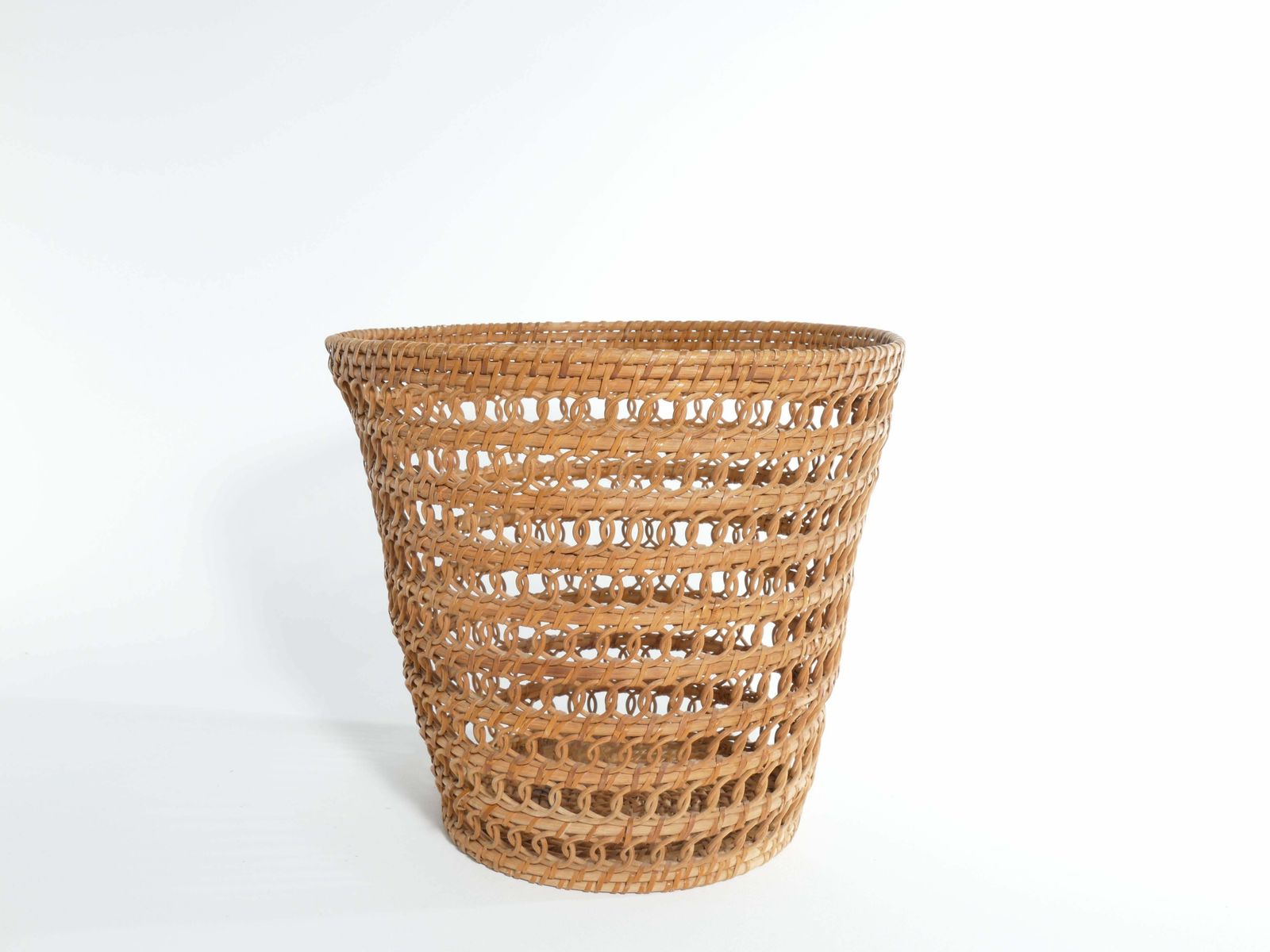 Mid Century Modern Wicker Wastebasket photo Home Decor